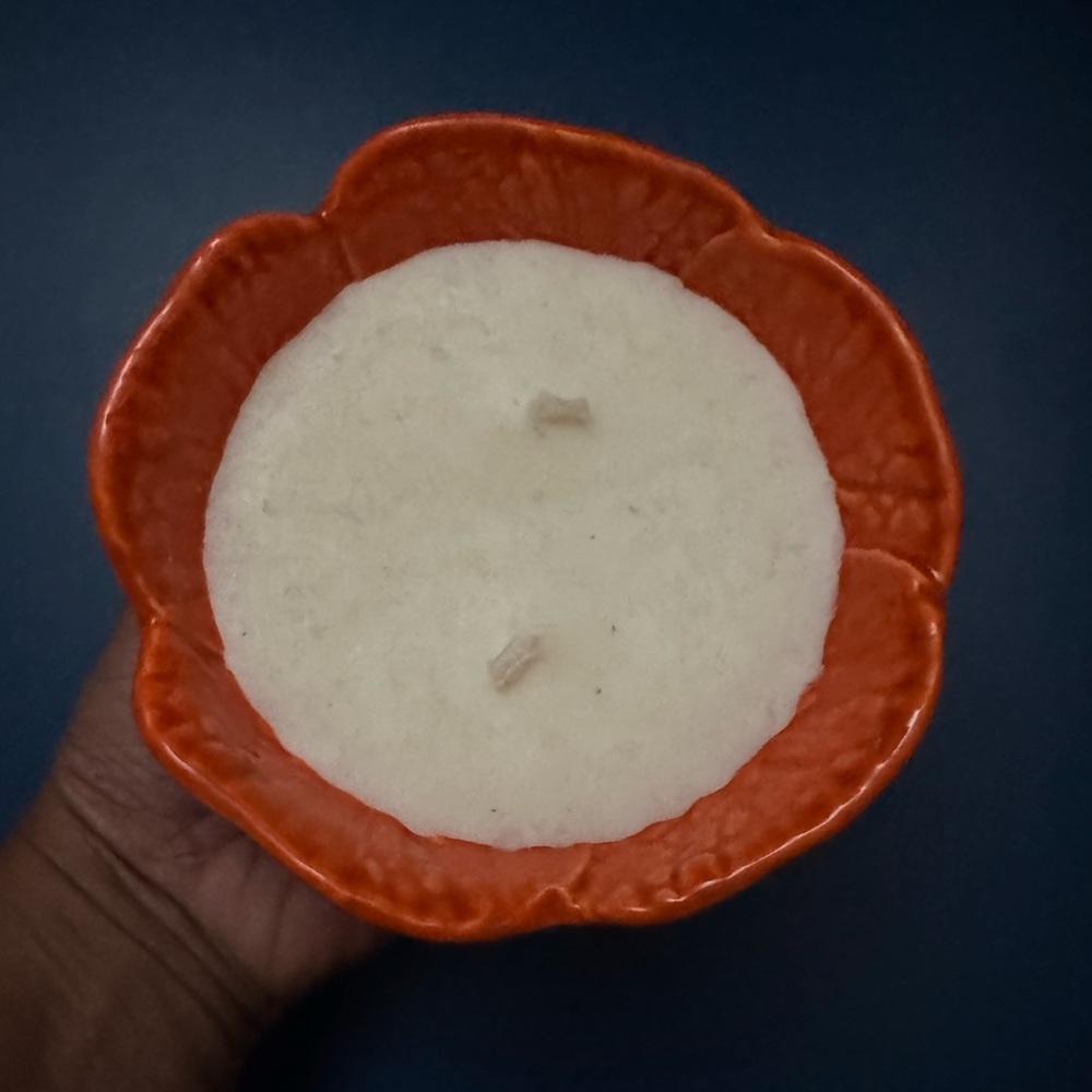 Orange Flower-Shaped Candle Holder